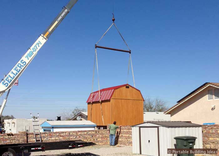 Storage shed is being lowered more